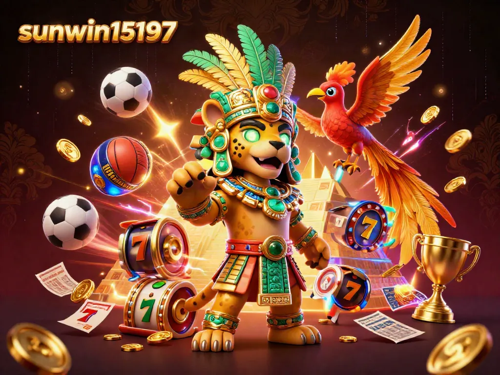 Engage with sunwin15197's vibrant Mayan casino scene, featuring characters and dynamic gaming elements.