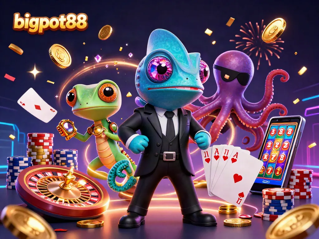 Mainkan permainan menarik di bigpot88 dengan karakter unik dalam dunia kasino yang penuh warna.