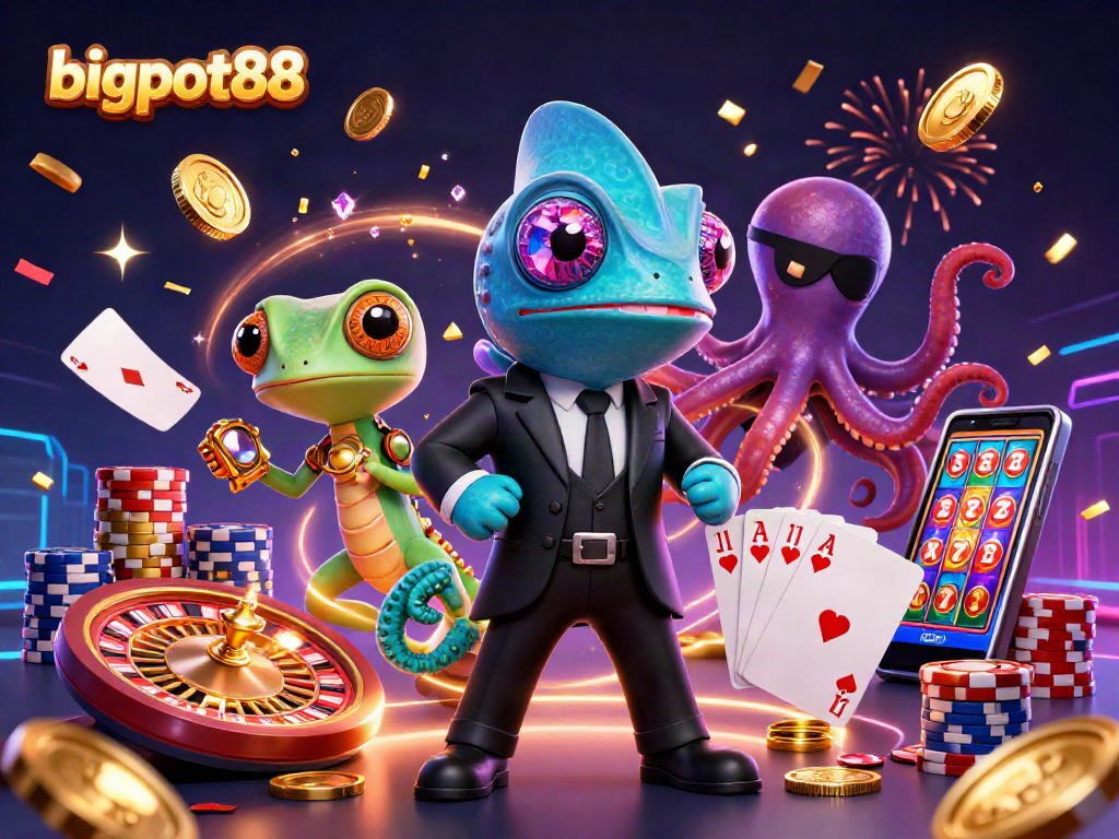 Mainkan permainan menarik di bigpot88 dengan karakter unik dalam dunia kasino yang penuh warna.
