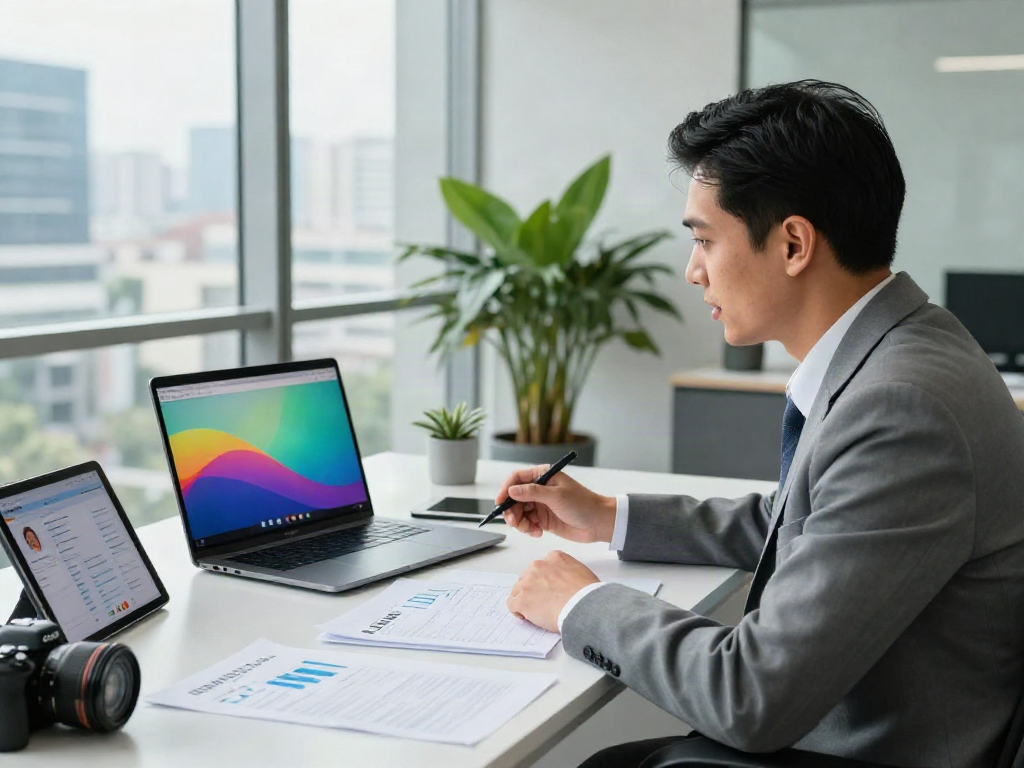 BPI Net Empresas video conference in a modern banking office