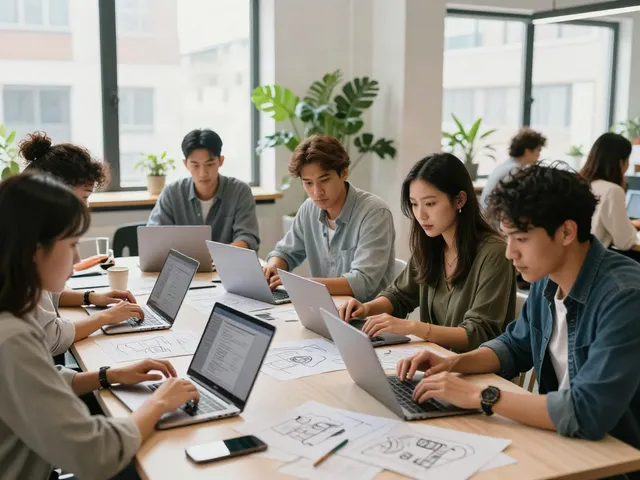 Nhóm chuyên gia trẻ tuổi đang thảo luận và cộng tác trong không gian làm việc hiện đại về chủ đề n188
