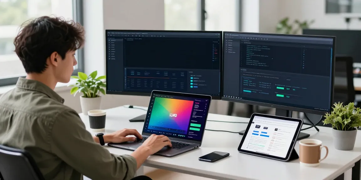 llmo large language model optimization in a modern tech workspace with an SEO expert at work